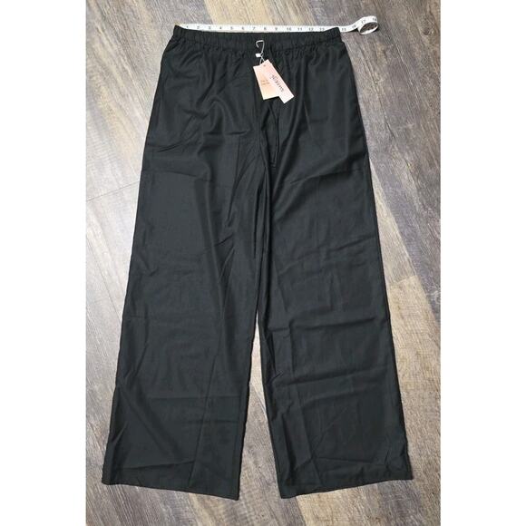 Sucegi Pants - Sucegi Black Wide Leg Pants Large High Waisted Lounge Pajama Palazzo Trousers L